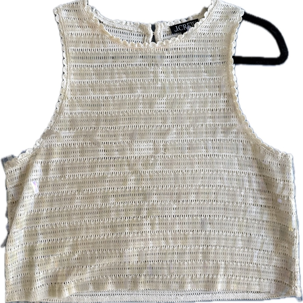 J.Crew elevated crochet sleeveless top with rectangular paillettes